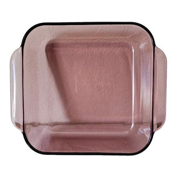 Pyrex Square Cranberry Baking Dish 8" casserole 2qt cake pan 222R oven to table - Picture 2 of 13